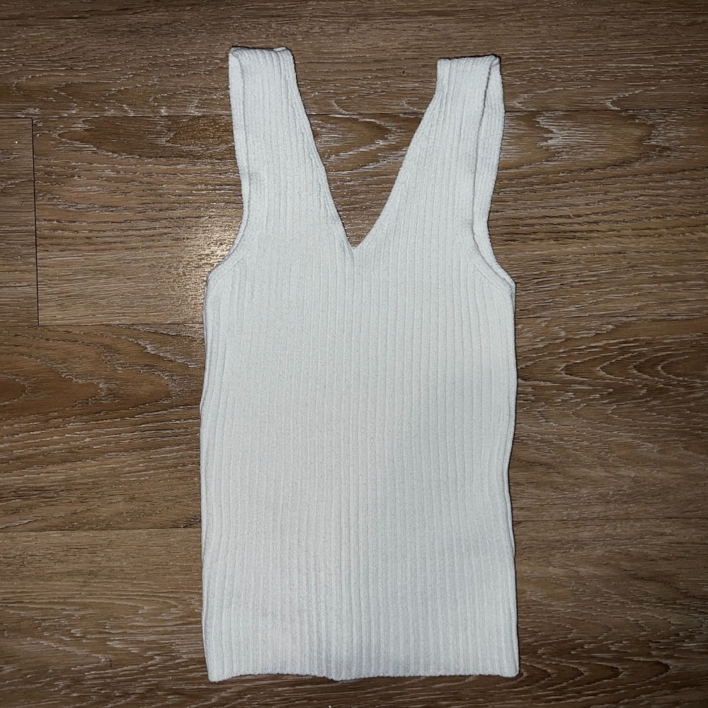 Ribbed V-Neck Knit Tank Top